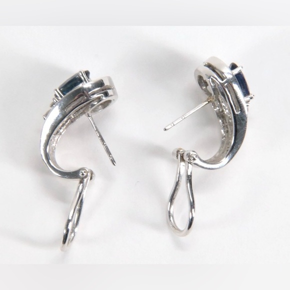 18K White Gold Diamond & Sapphire Earrings
